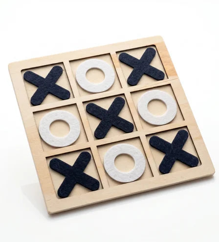 Wooden Tic-Tac-Toe Strategy Game Board