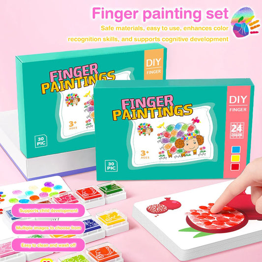 Washable Finger Paint Set for Kids – 12 Colors & 30 Sheets