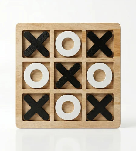 Wooden Tic-Tac-Toe Strategy Game Board