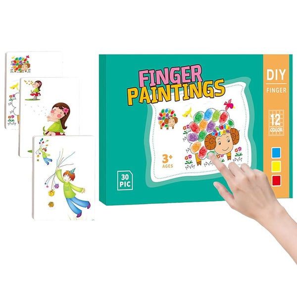 Washable Finger Paint Set for Kids – 12 Colors & 30 Sheets