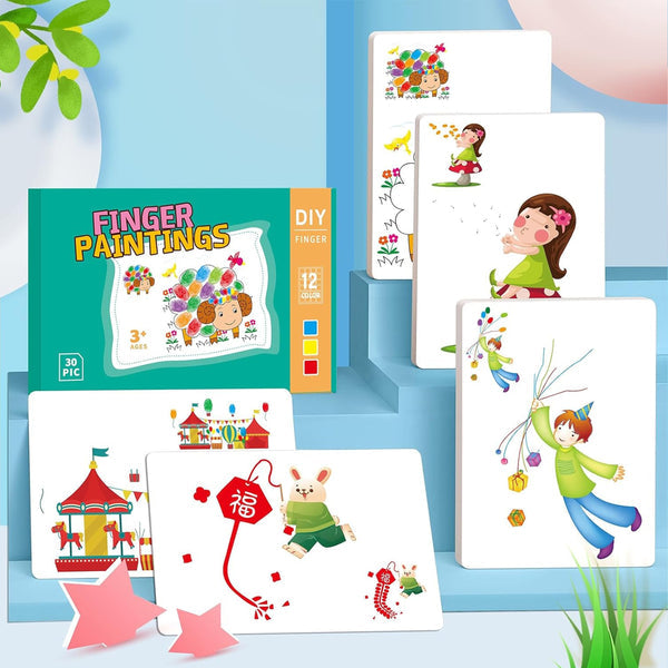 Washable Finger Paint Set for Kids – 12 Colors & 30 Sheets