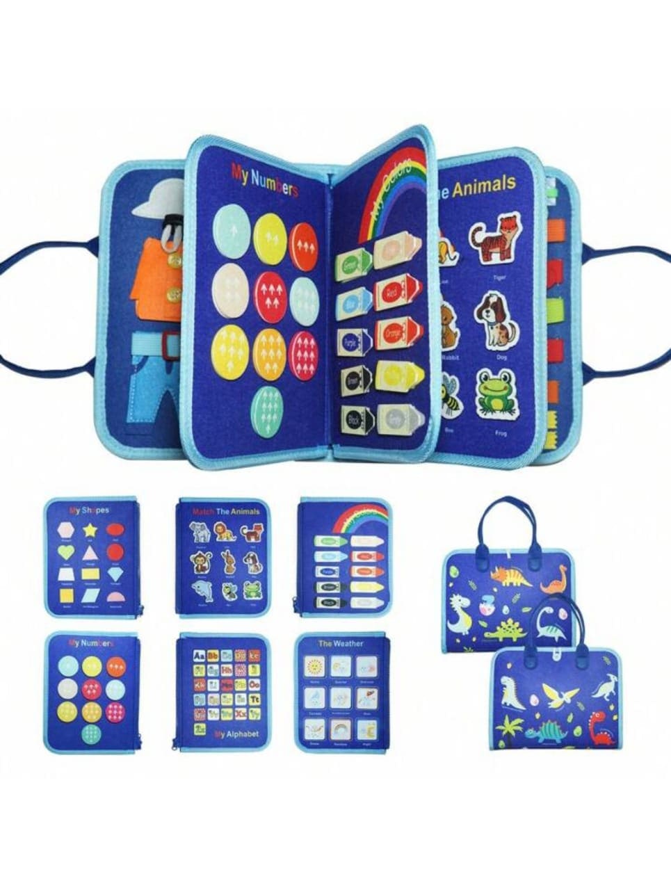 Toddler Busy Book – 8-Page Montessori Sensory Activity Book | 15 Life Skills Learning Toy