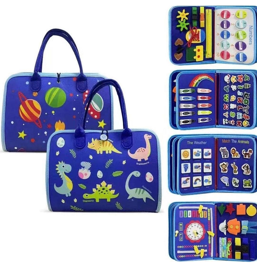 Toddler Busy Book – 8-Page Montessori Sensory Activity Book | 15 Life Skills Learning Toy