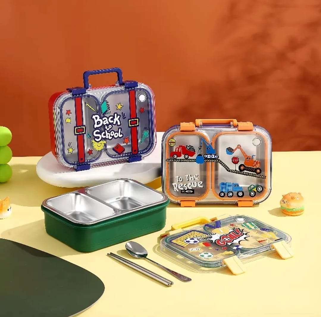 Back to School Stainless Steel Lunch Box with Spoon & Chopsticks