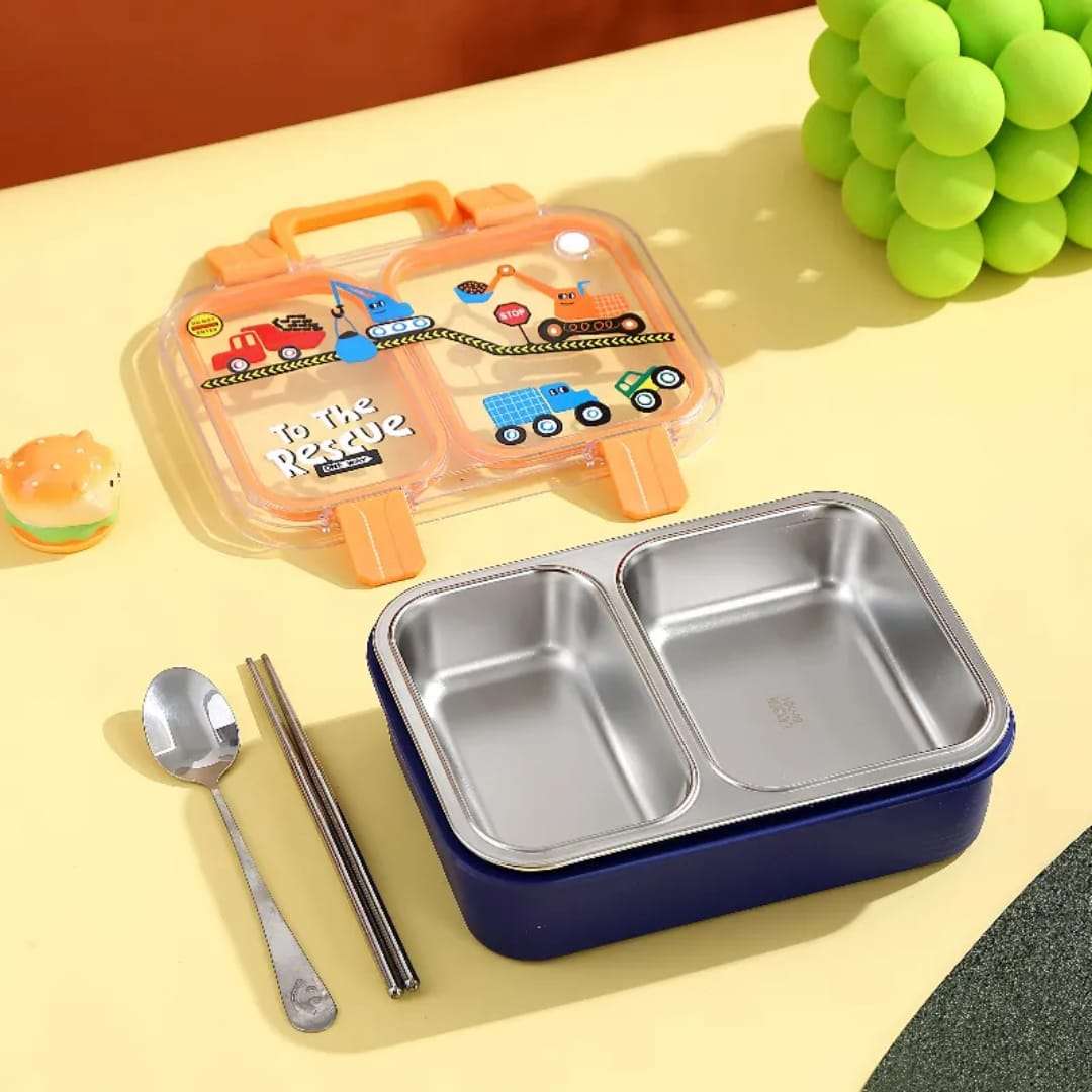 Back to School Stainless Steel Lunch Box with Spoon & Chopsticks