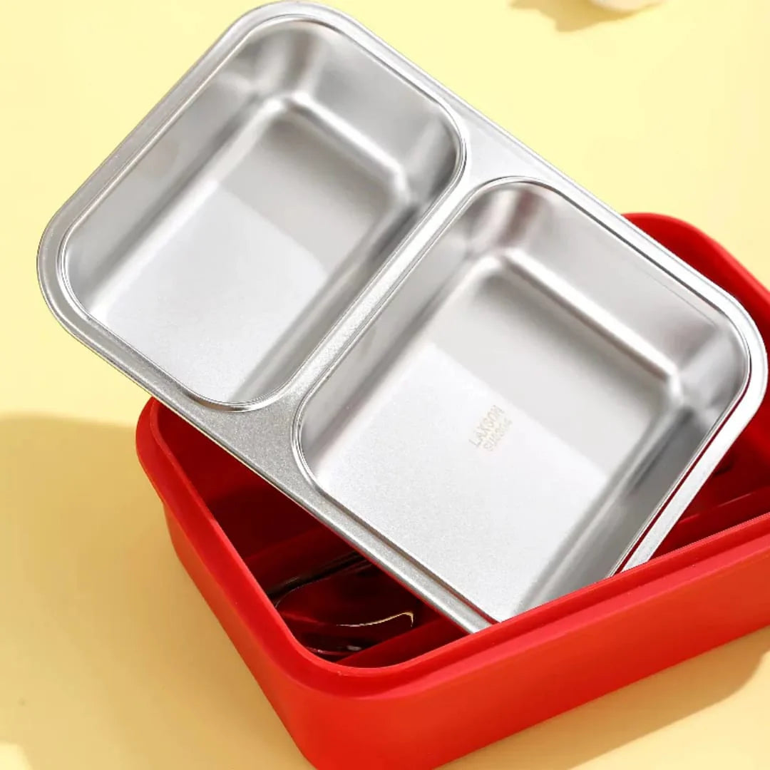 Back to School Stainless Steel Lunch Box with Spoon & Chopsticks