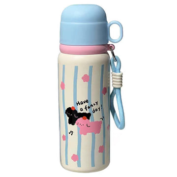 Rabbit-Themed 550ml 316 Steel Water Bottle with Cup Elegant & Eco-Friendly