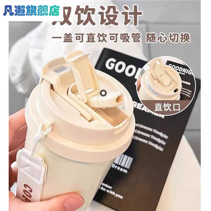 Lovely & Flower Ceramic Coffee Cup – 316 Steel Liner & Dual Lid