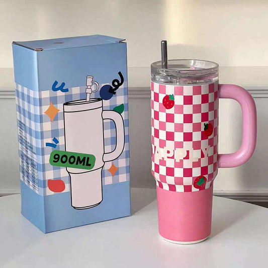 900ML Leak-Proof Insulated Tumbler with Straw Cover