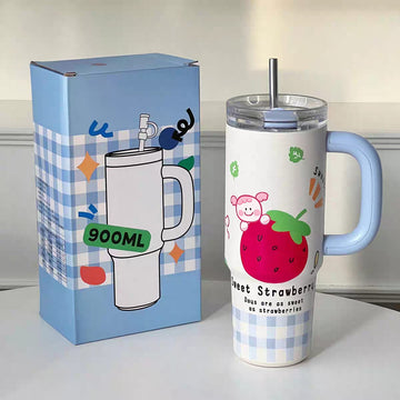 900ML Leak-Proof Insulated Tumbler with Straw Cover