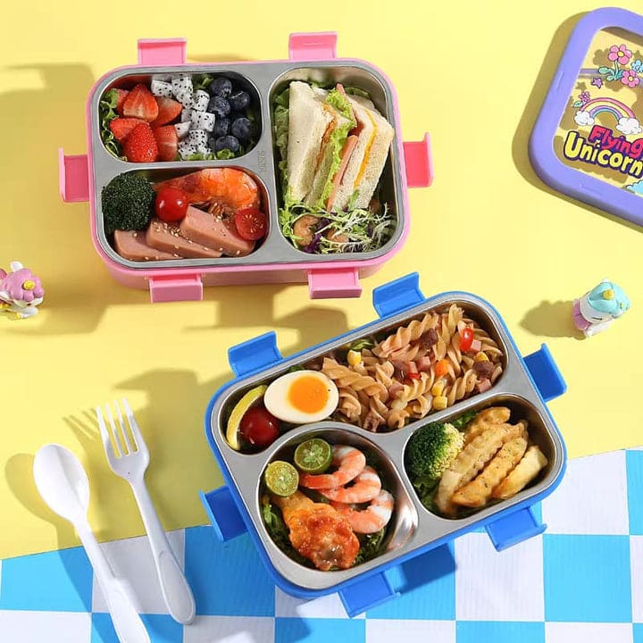 3-Compartment Lunch Box with Bowl – Leak-Proof | Unicorn, Astronaut & Space Themes