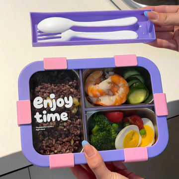 Leak-Proof 3-Compartment Steel Lunch Box | 700ml Kids Lunch Box