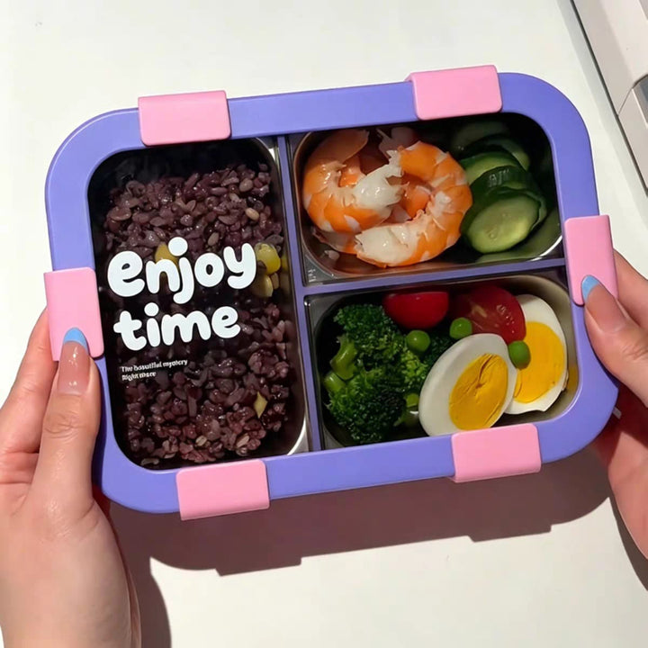 Leak-Proof 3-Compartment Steel Lunch Box | 700ml Kids Lunch Box