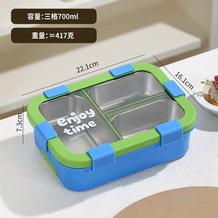 Leak-Proof 3-Compartment Steel Lunch Box | 700ml Kids Lunch Box