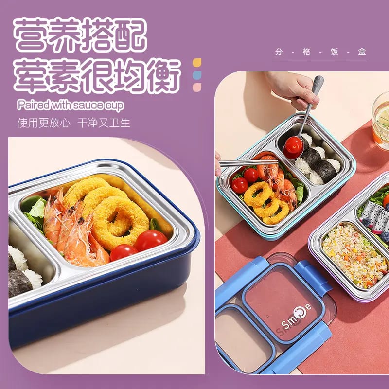 2-Compartment Leak-Proof 304 Stainless Steel Lunch Box | Bento Meal Box for Kids & Adults