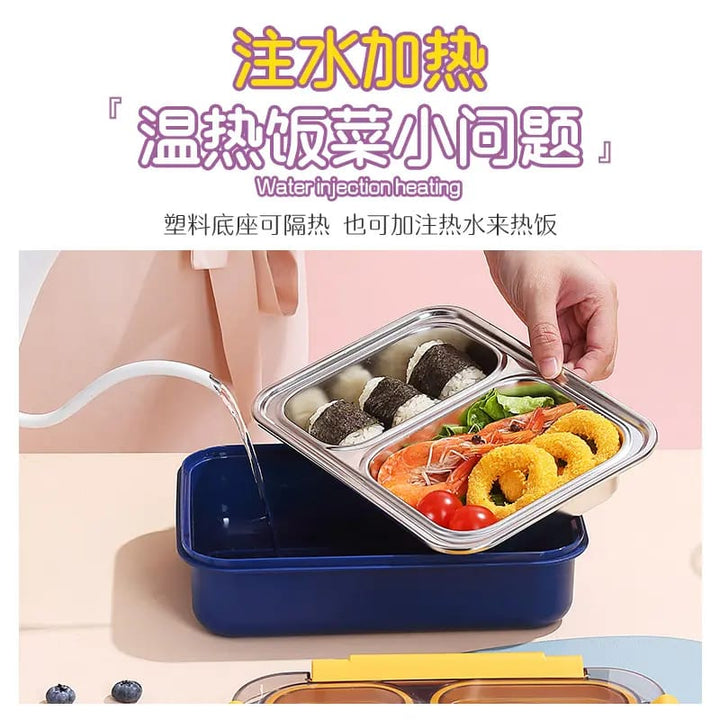 2-Compartment Leak-Proof 304 Stainless Steel Lunch Box | Bento Meal Box for Kids & Adults