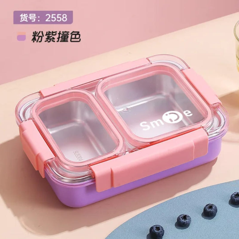 2-Compartment Leak-Proof 304 Stainless Steel Lunch Box | Bento Meal Box for Kids & Adults